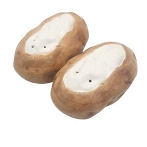 Vintage Ceramic Potato Salt and Pepper Shaker Set – Rustic Kitchen Decor